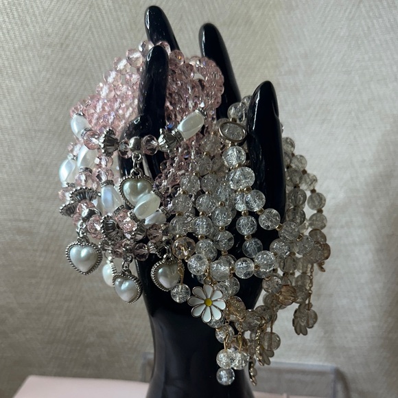 Jewelry - Elegant Beaded Bracelets with Charms Set of (12)